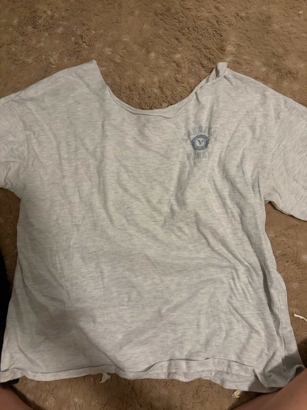 American Eagle Outfitters Heather Light Gray Short Sleeve Logo Tee